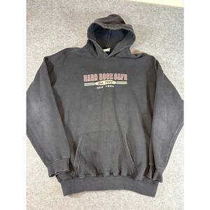 Vintage 90s Hard Rock Cafe New York City Pullover Hoodie Mens XL Gray Sweatshirt
